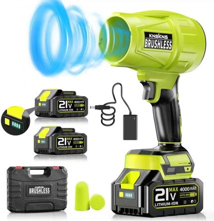580000RPM Cordless Leaf Blower, 21V Handheld with 2×4.0Ah Batteries & Fast Charger, Lightweight Turbo Jet for Lawn, Yard, Garage